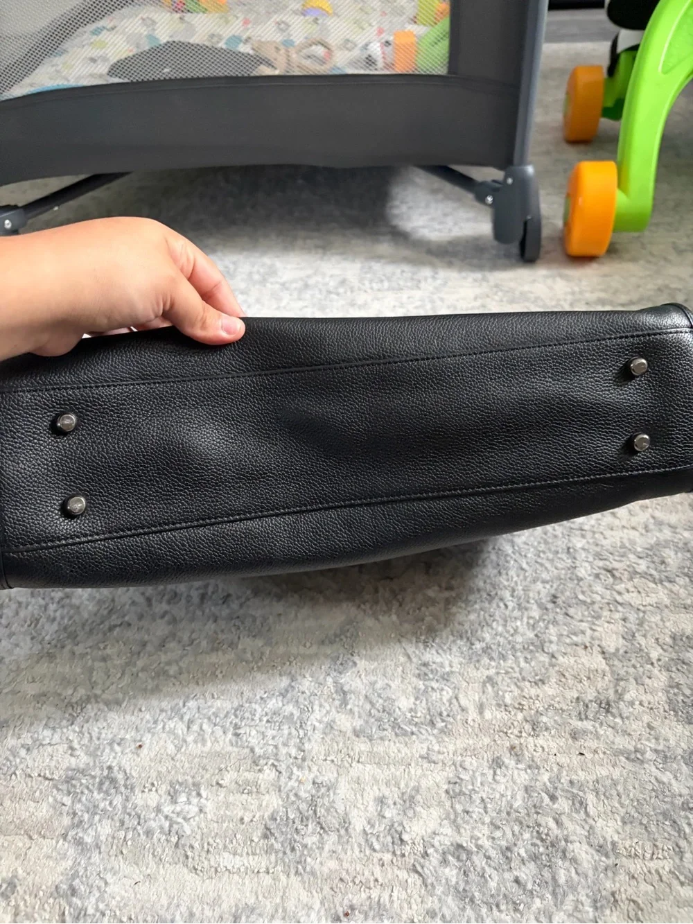 Coach Black Pebbled Leather Tote with Top Handles